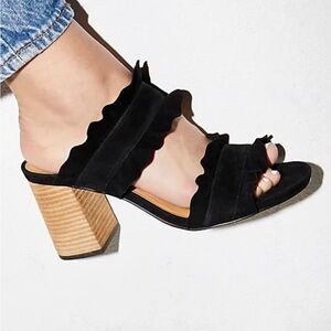 Free People Black Ruffled Mules